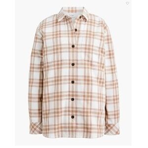 J. Crew Women's Size Large Oversized Plaid Sherpa Lined Button Up Shirt Jacket